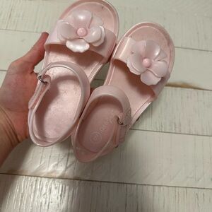 Pink Flower Sandals and White Footbed Sandals